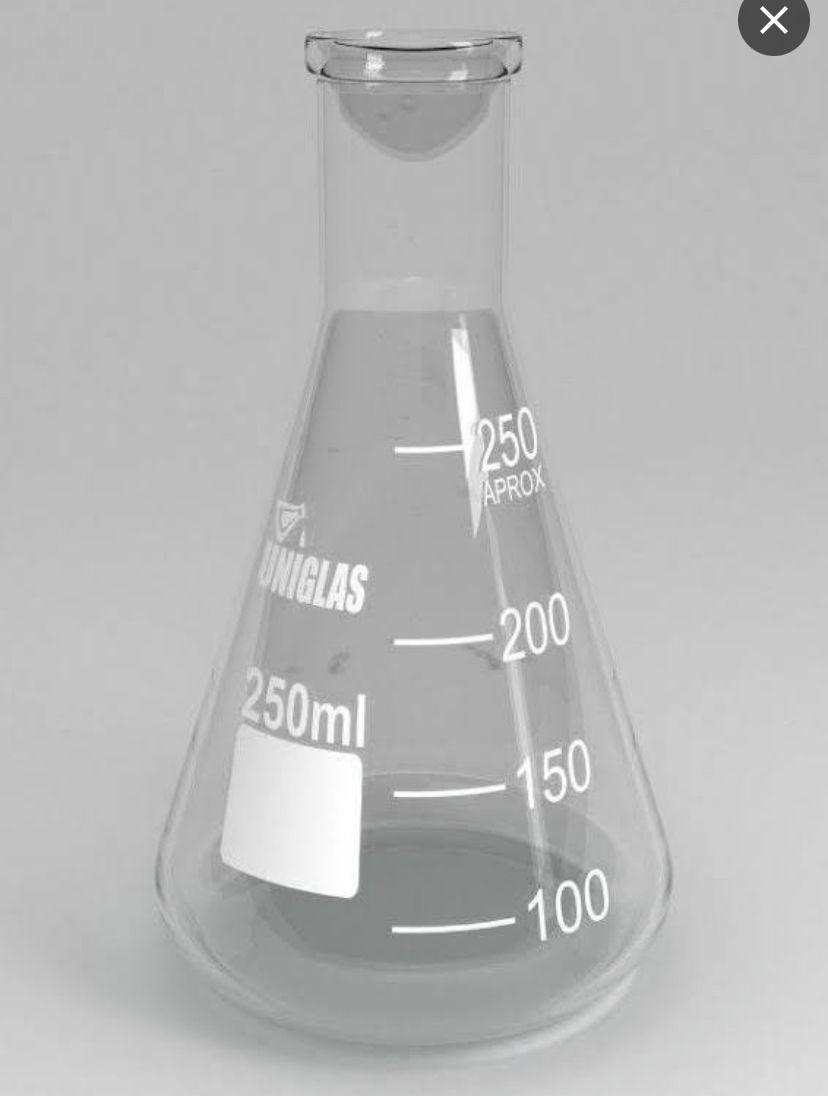 Erlenmeyer De Vidro Boca Estreita Graduado 250ml