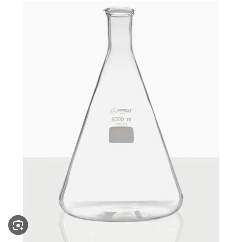 Erlenmeyer De Vidro Boca Estreita Graduado 6000 ML