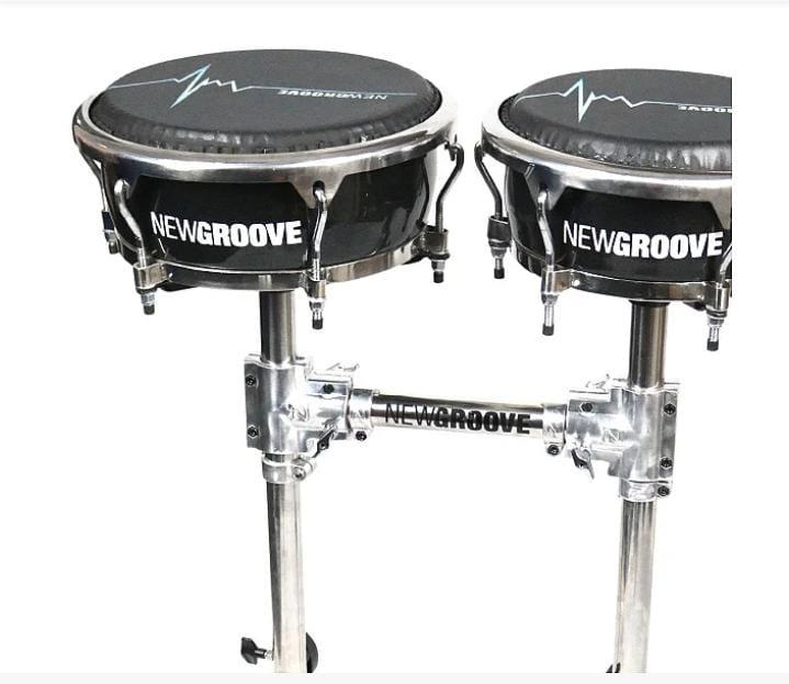 Congas Compactas New Groove 11.06 e 12.06 Par Preta com Rack Inox