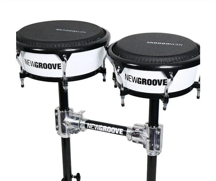 Congas Compactas New Groove 11.06 e 12.06 Par Branca com Rack Preto