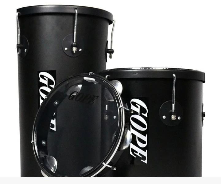 Kit Percussão Resenha Gope Preto com Pandeiro + Rebolo + Repique